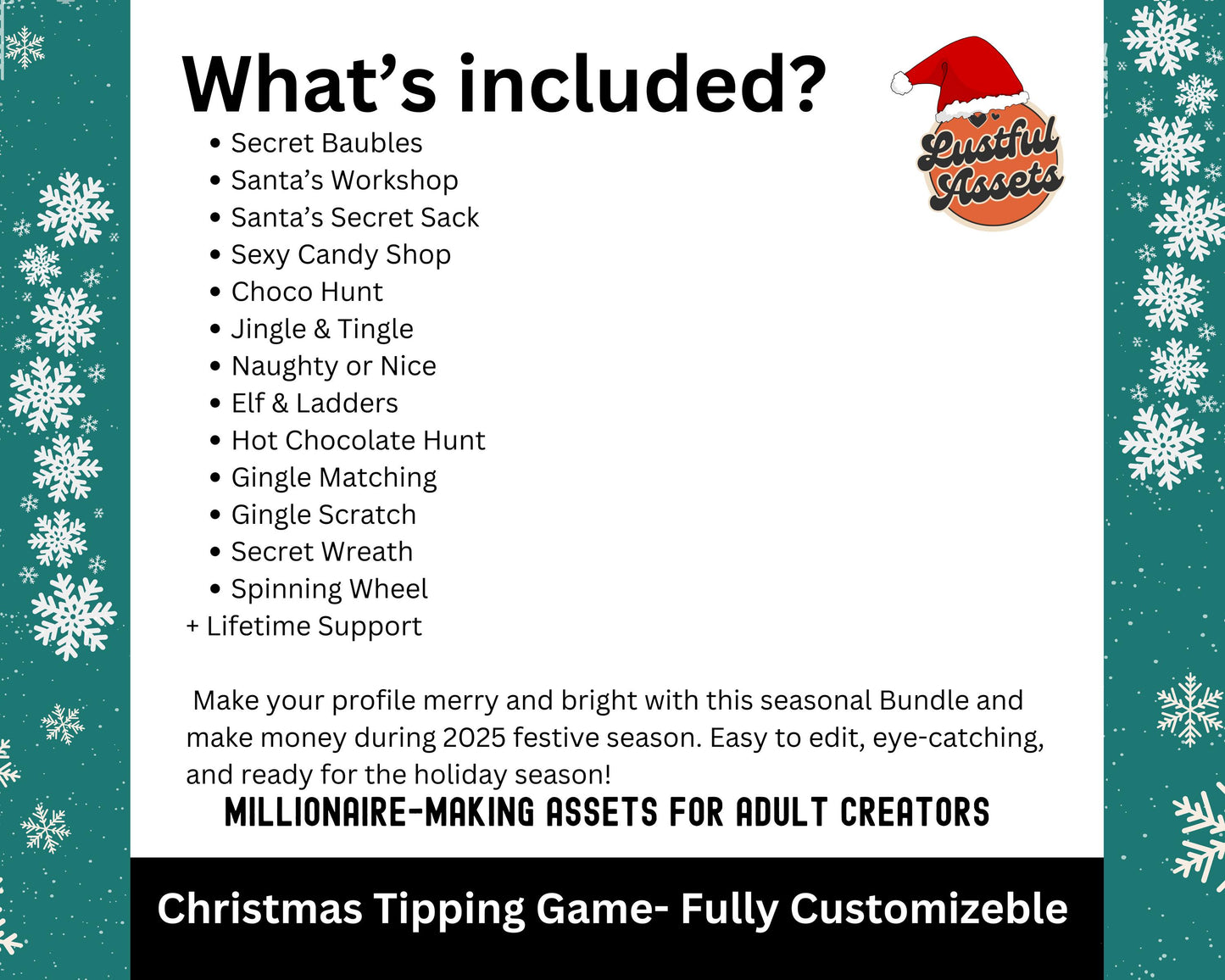 ONLYFANS Christmas Tipping Games Bundle| Onlyfans games, Holiday Ideas, December Templates, Christmas Tip game, Camgirls, OF, Fansly Snap