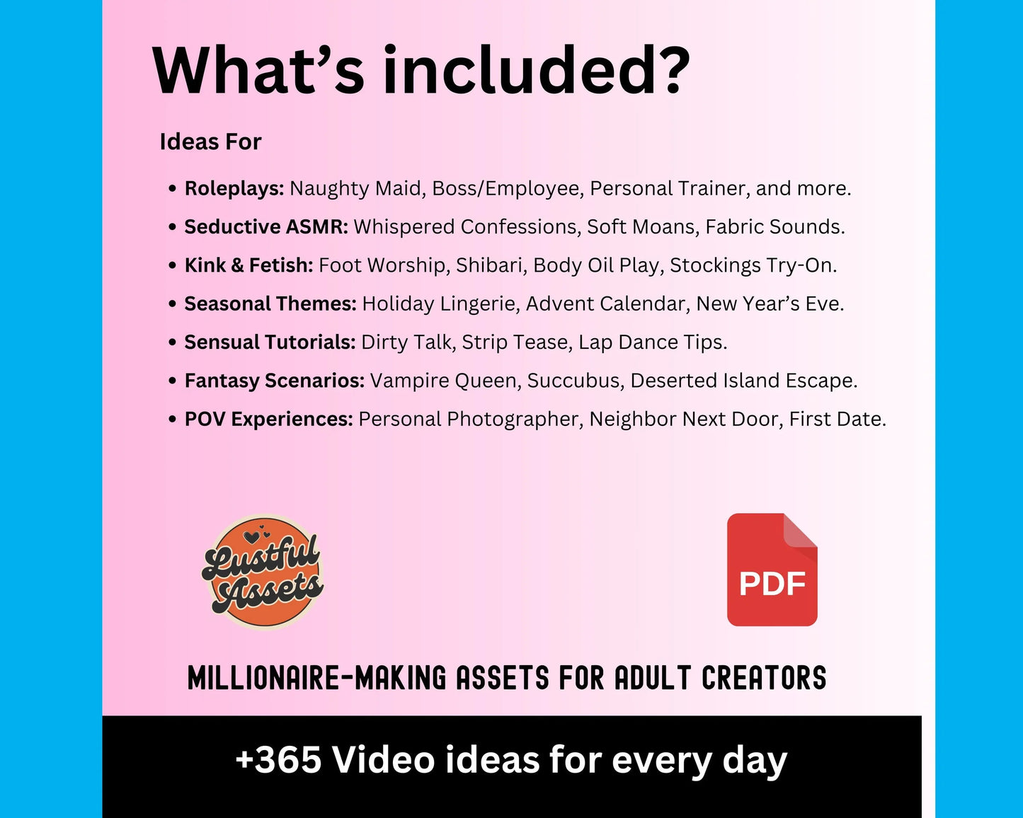 ONLYFANS 365 video ideas Bundle | Only fans Ideas, Content Ideas, Planner kit, Twitch Camgirl Snapchat Fansly, Marketing tools