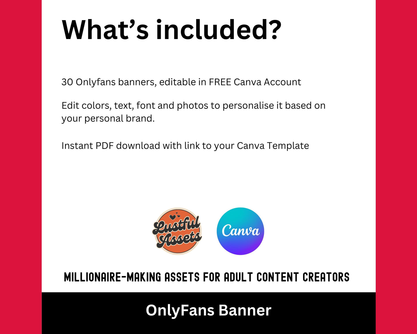 ONLYFANS Banner Templates Bundle | Editable Canva Banner for Only Fans, for Digital Camgirl & Fansly OF, Snapchat all websites Promo Graphic