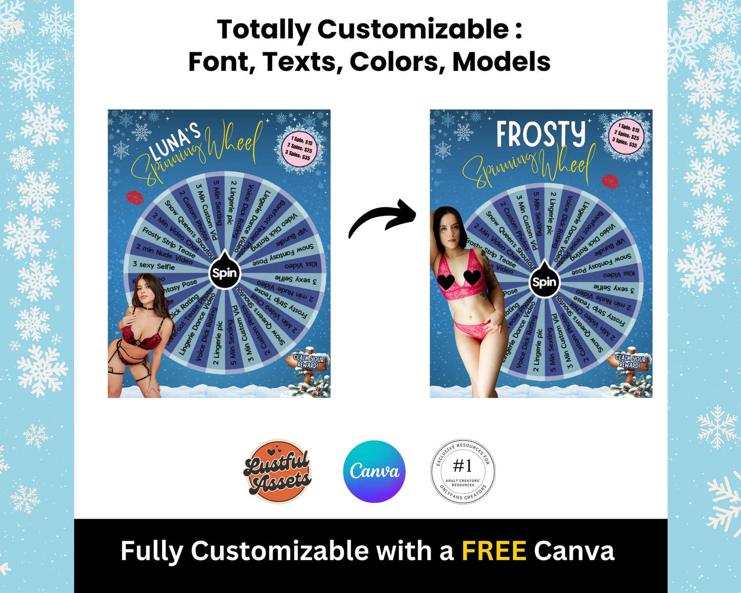ONLYFANS Tip Games Winter Animated Themed Templates| Onlyfans Winter Tipping Game kit, Winter Canva Creators camgirls, OF Fansly Snap Script