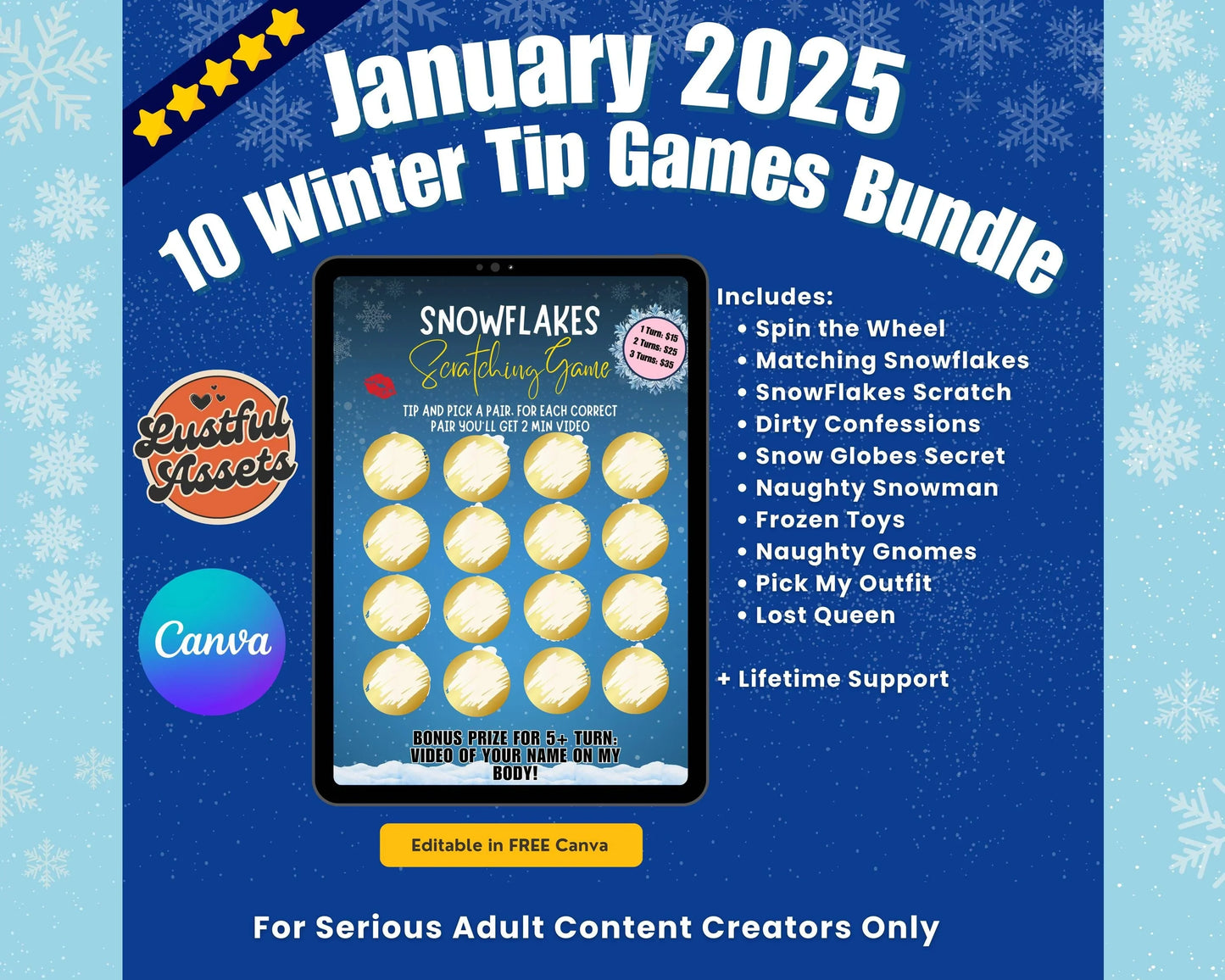 ONLYFANS Tip Games Winter Animated Themed Templates| Onlyfans Winter Tipping Game kit, Winter Canva Creators camgirls, OF Fansly Snap Script