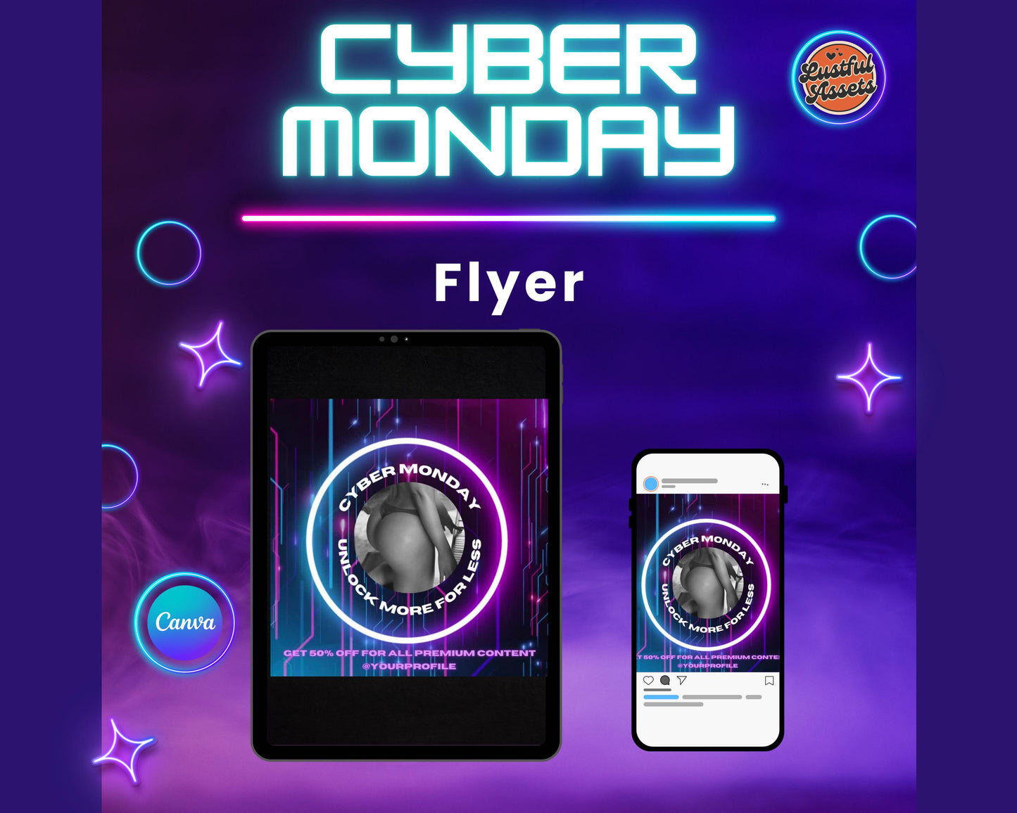 ONLYFANS Cyber Monday Flyer | Onlyfans post Ideas Templates, OF, Fansly Snapchat, camgirls, Content creators Bundle idea cyber Monday