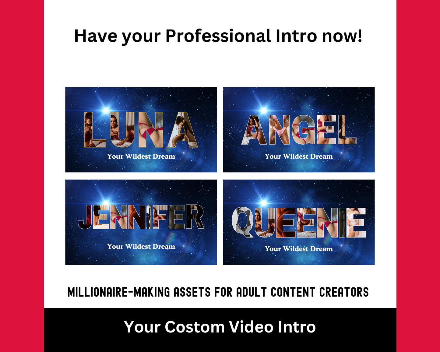 ONLYFANS Custom Intro Video | Customizable Professional Intro 3x, Social Media Branding Kit for Models, Camgirl & Fansly OF, Snapchat