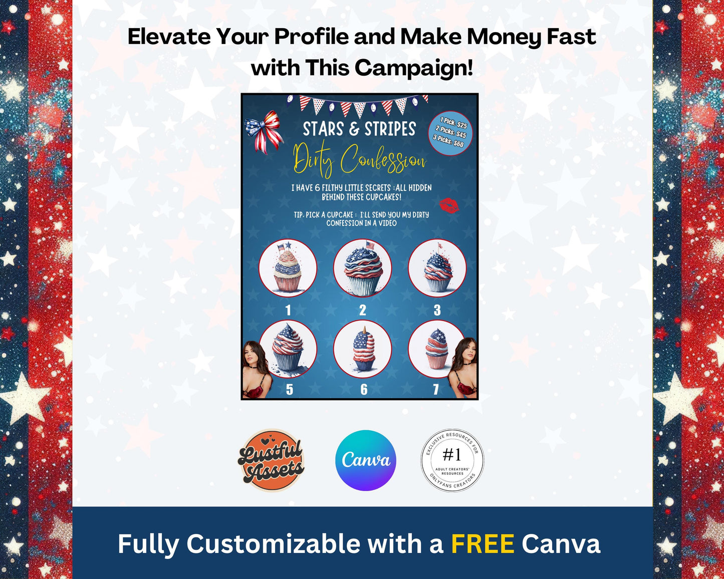 OnlyFans July 4th Tip Game Animated Flyer | Independence Day Theme Canva Template for adult content Creators, Camgirls & Fansly Snapchat