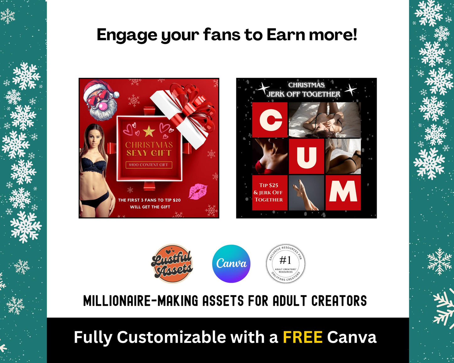 ONLYFANS Christmas Animated Flyers Bundle| December Themed Templates, Onlyfans Holiday Ideas, Christmas Tip Canva, Camgirls, OF, Fansly Snap