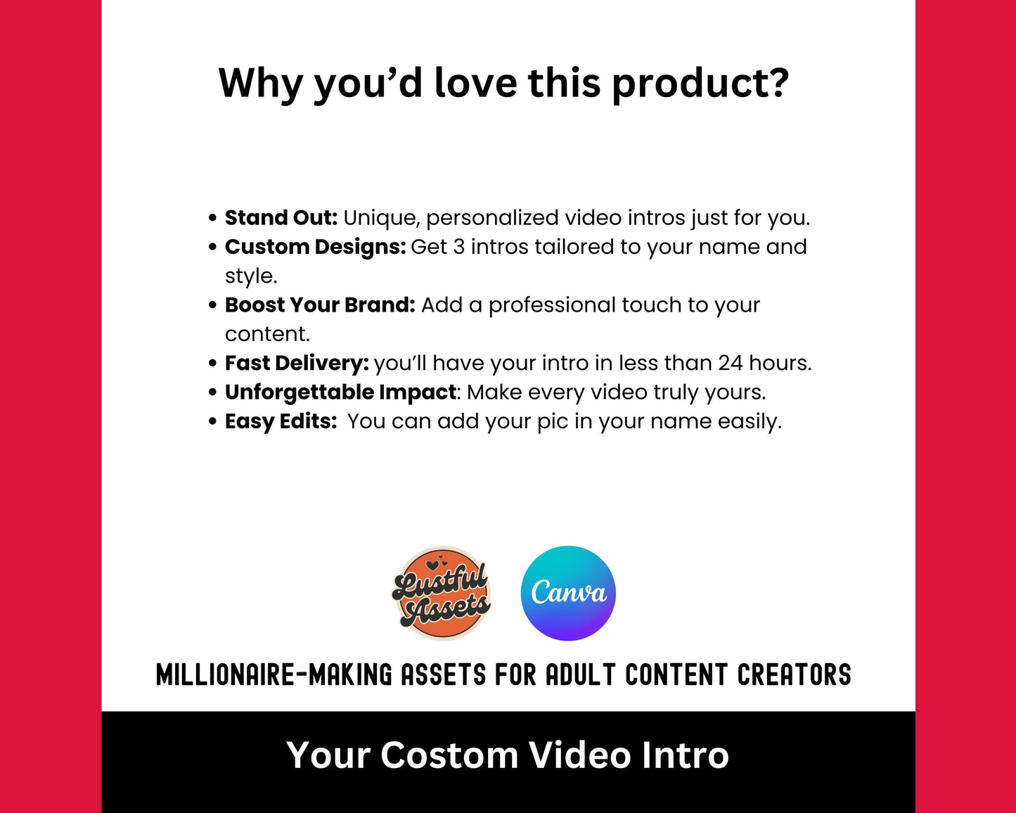 ONLYFANS Custom Intro Video | Customizable Professional Intro 3x, Social Media Branding Kit for Models, Camgirl & Fansly OF, Snapchat