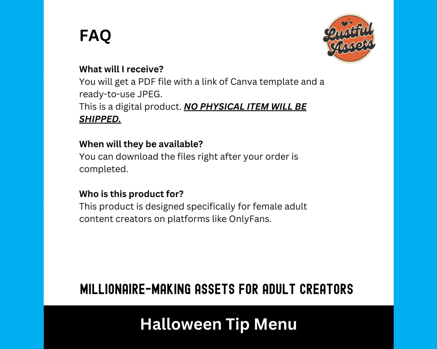 ONLYFANS Halloween Tip Menu | Spooky Tipping Menu |Editable Canva Tipping Template for Digital Camgirls & Fansly Creators