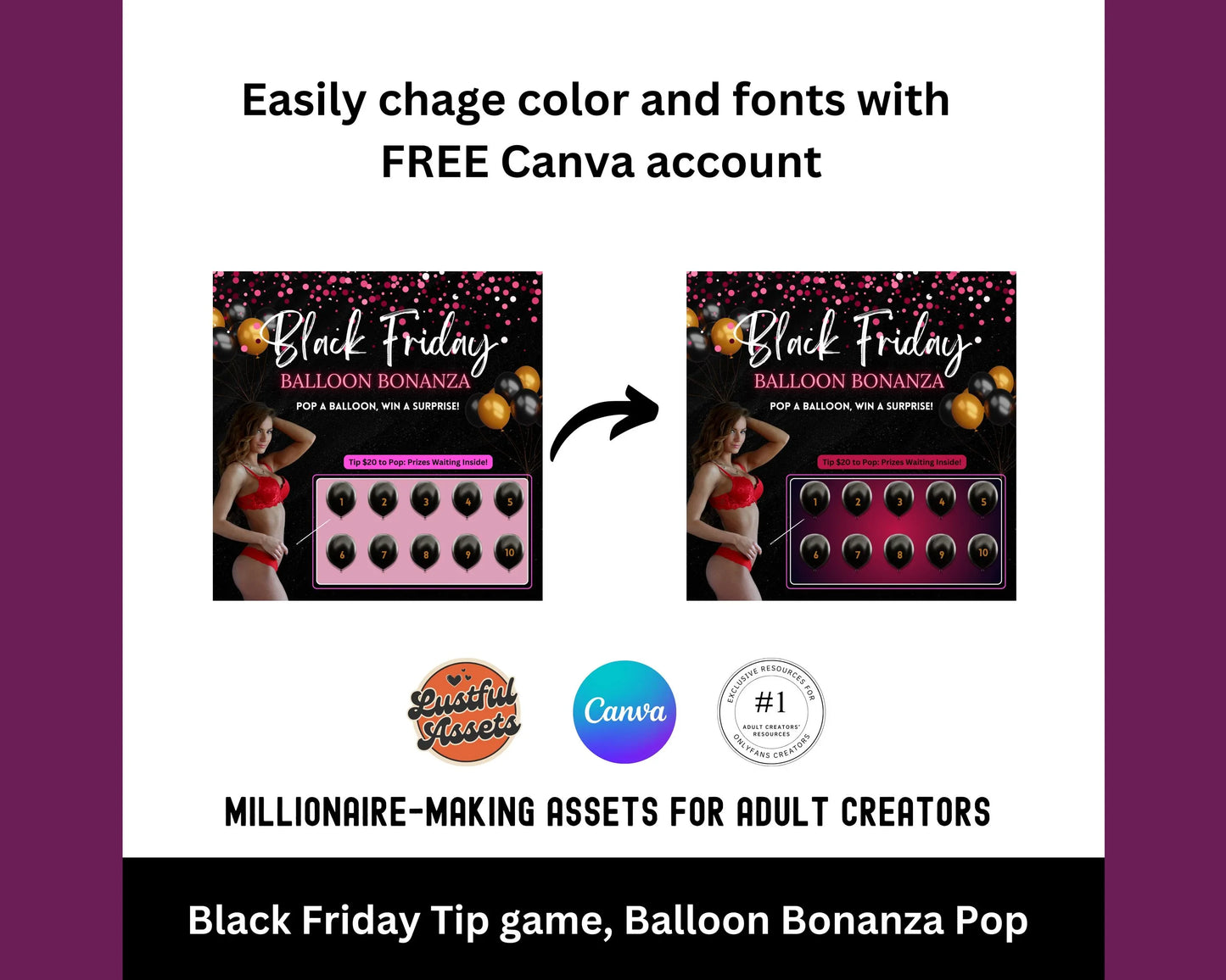 ONLYFANS Black Friday Tipping game, Balloon Pop | Onlyfans Tip Game Idea Templates, OF, Fansly Snap, camgirls, Content creators Bundle