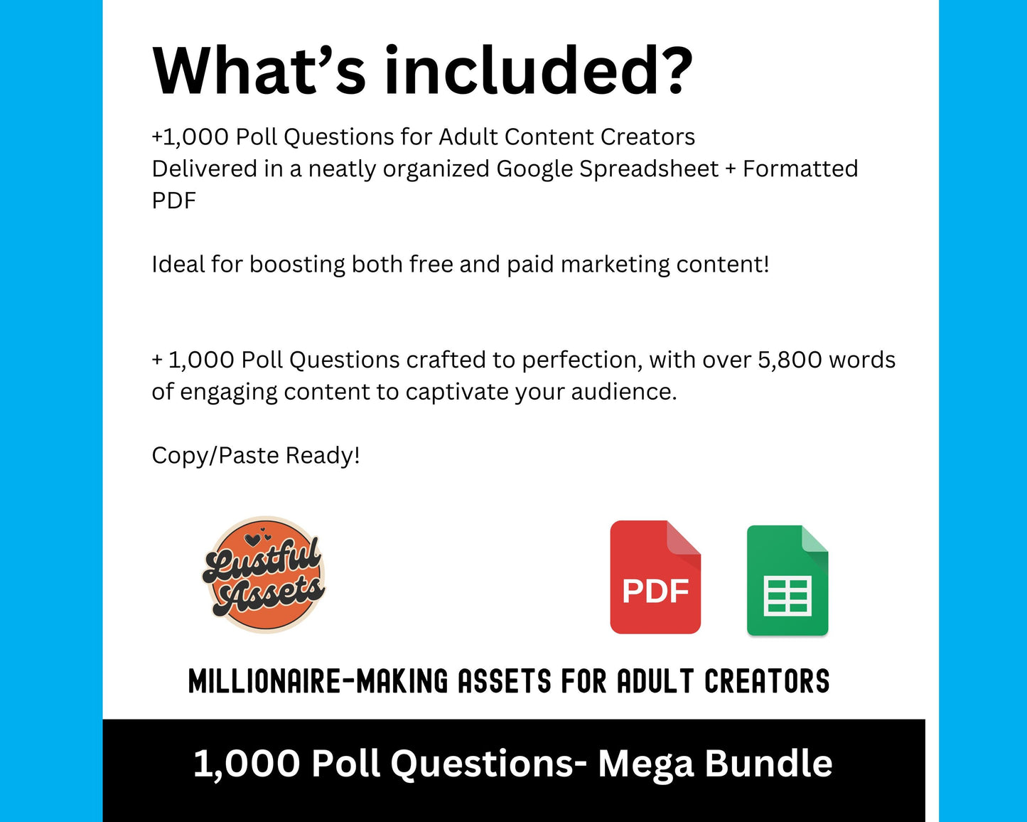 Onlyfans 1000 Poll Questions Bundle| Mega Adult Content Creators DM, Camgirls Fansly Users, OF ideas, Twitch & Snapchat, Marketing Post