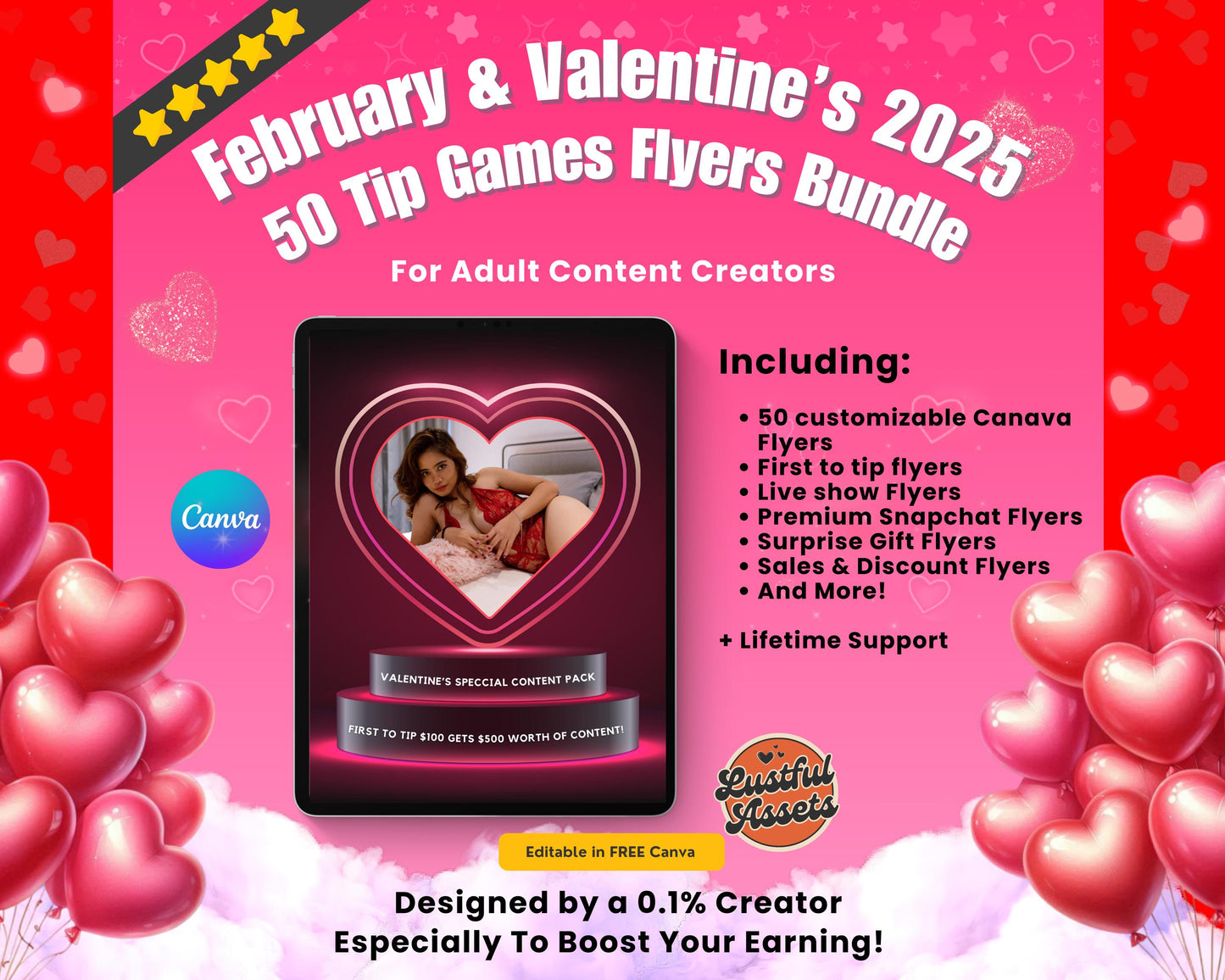 ONLYFANS Valentine's Tip Game Campaign Flyers February| Onlyfans Tipping, Templates bundle, promo Content for Camgirls, Fansly Snap OF
