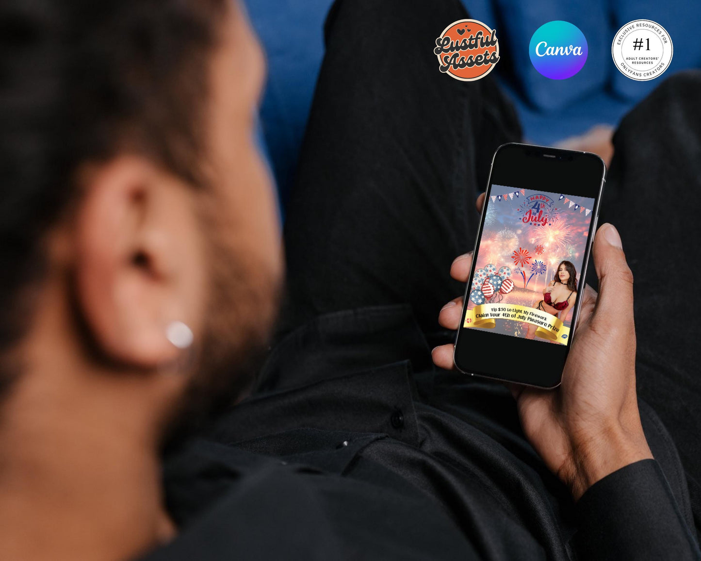 ONLYFANS 4th of July Animated Tip Campaign| Onlyfans Tip Game Ideas, independence day Theme Canva for Creators camgirls,Fansly Snap Template