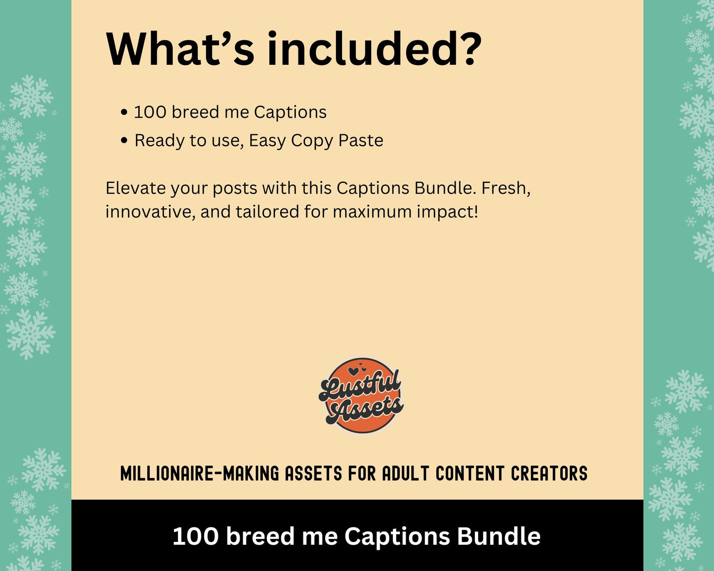 ONLYFANS Breed Me Captions Bundle | Perfect for Breeding Posts, Only Fans PPV & Mass Messages ideas, Prompt Scripts, camgirls, Fansly Snap