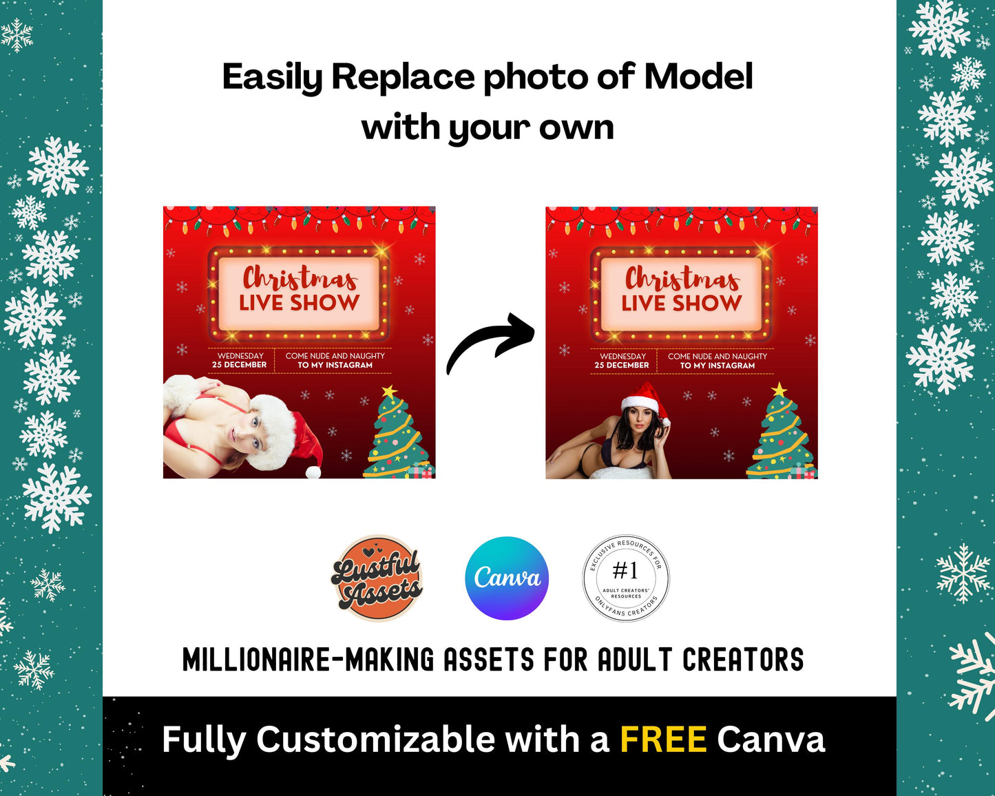 ONLYFANS Christmas Animated Flyers Bundle| December Themed Templates, Onlyfans Holiday Ideas, Christmas Tip Canva, Camgirls, OF, Fansly Snap