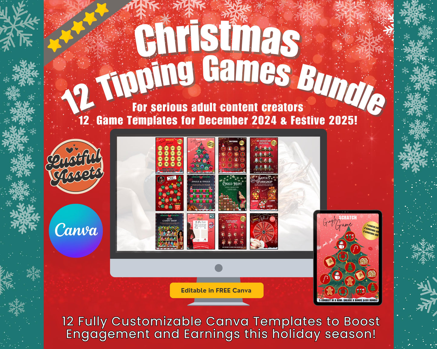 ONLYFANS Christmas Tipping Games Bundle| Onlyfans games, Holiday Ideas, December Templates, Christmas Tip game, Camgirls, OF, Fansly Snap