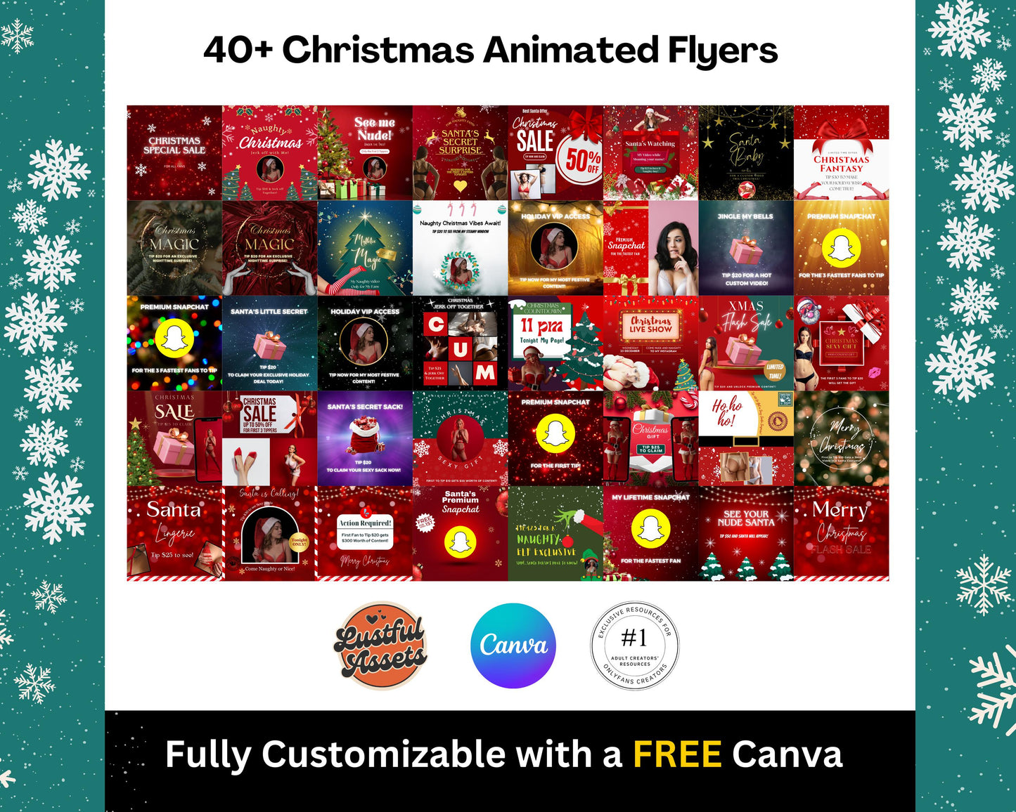ONLYFANS December Themed Templates| Onlyfans Holiday Ideas kit, Christmas Game Theme Canva Creators camgirls, OF Fansly Snap Template Script