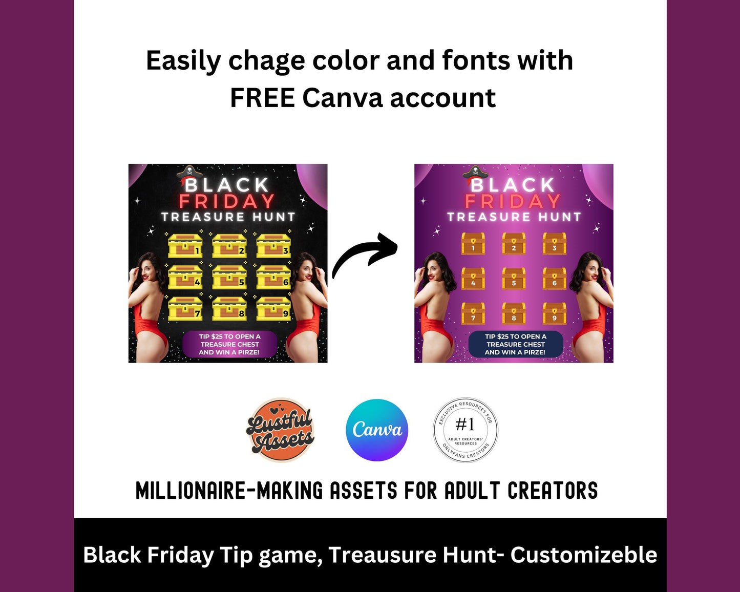 ONLYFANS Black Friday Tipping game, Treasure Hunt| Onlyfans Tip Game Idea Templates, OF, Fansly Snap, camgirls, Content creators Bundle