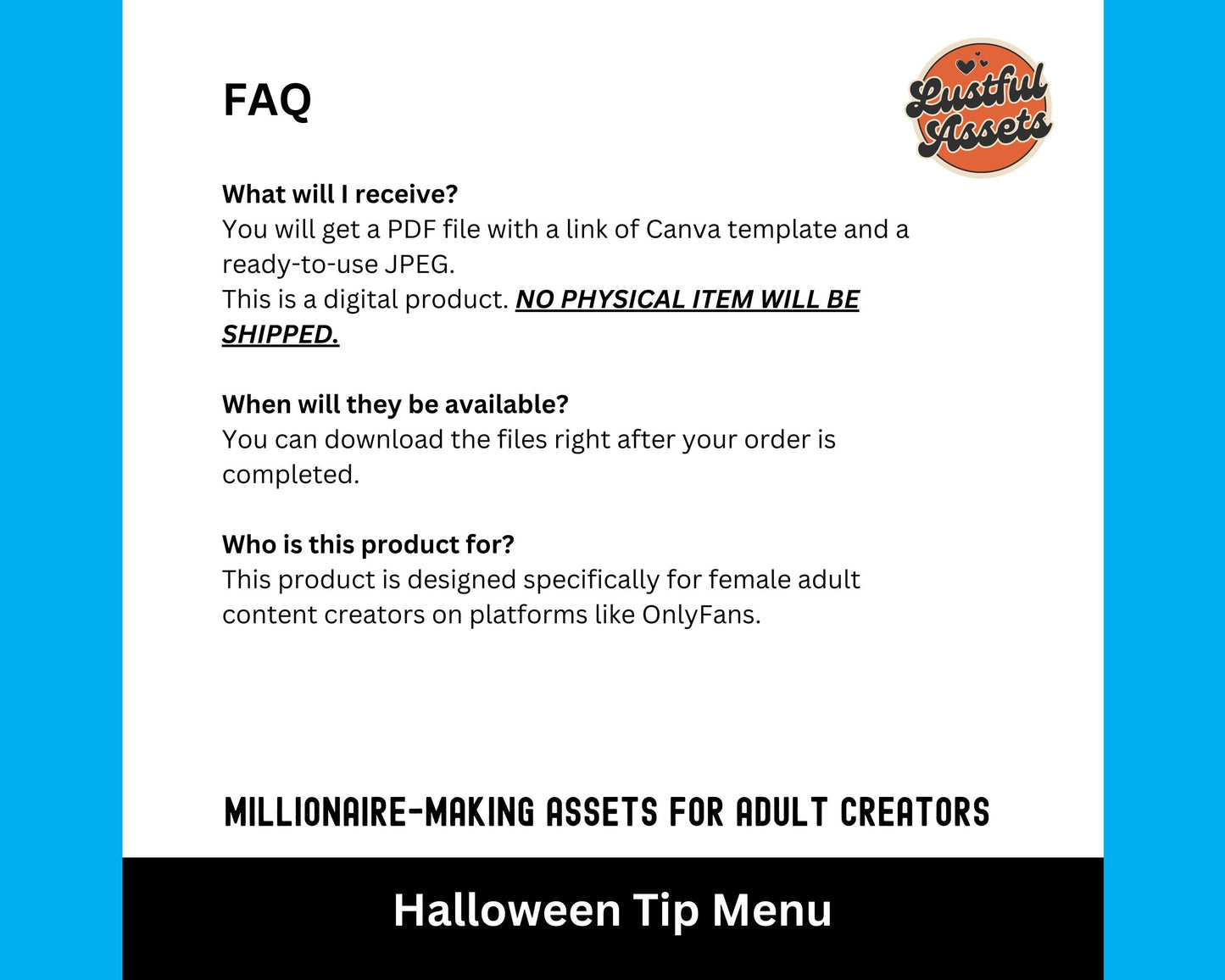 OnlyFans Tip Menu for Halloween | Editable Canva Template | Spooky Digital Tipping Guide for Content Creators| OF, Fansly | custom menu