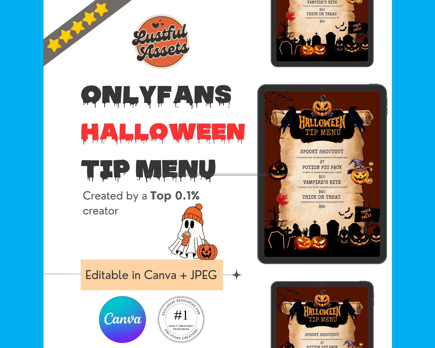 ONLYFANS Halloween Tip Menu | Spooky Tipping Menu |Editable Canva Tipping Template for Digital Camgirls & Fansly Creators