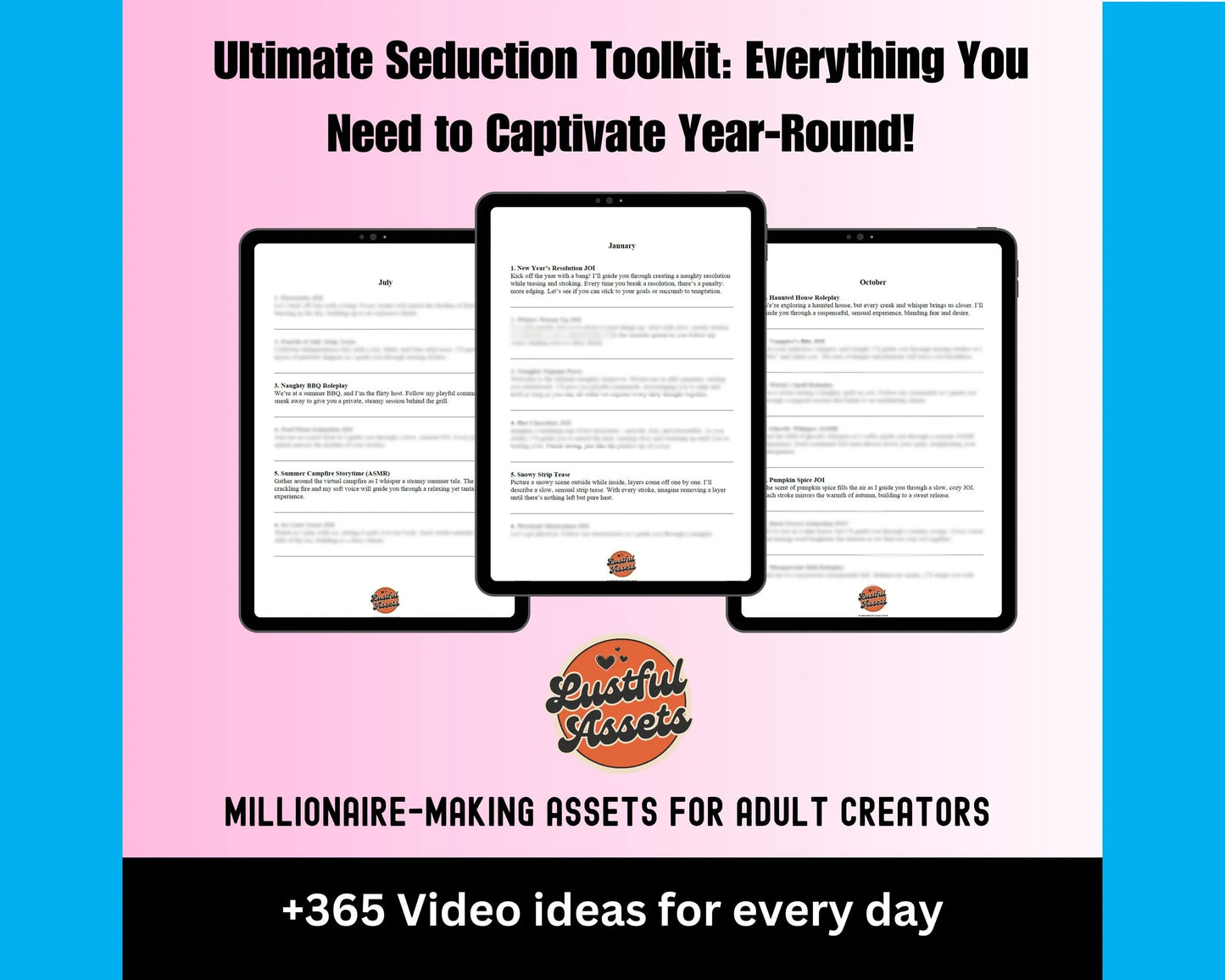 ONLYFANS 365 video ideas Bundle | Only fans Ideas, Content Ideas, Planner kit, Twitch Camgirl Snapchat Fansly, Marketing tools
