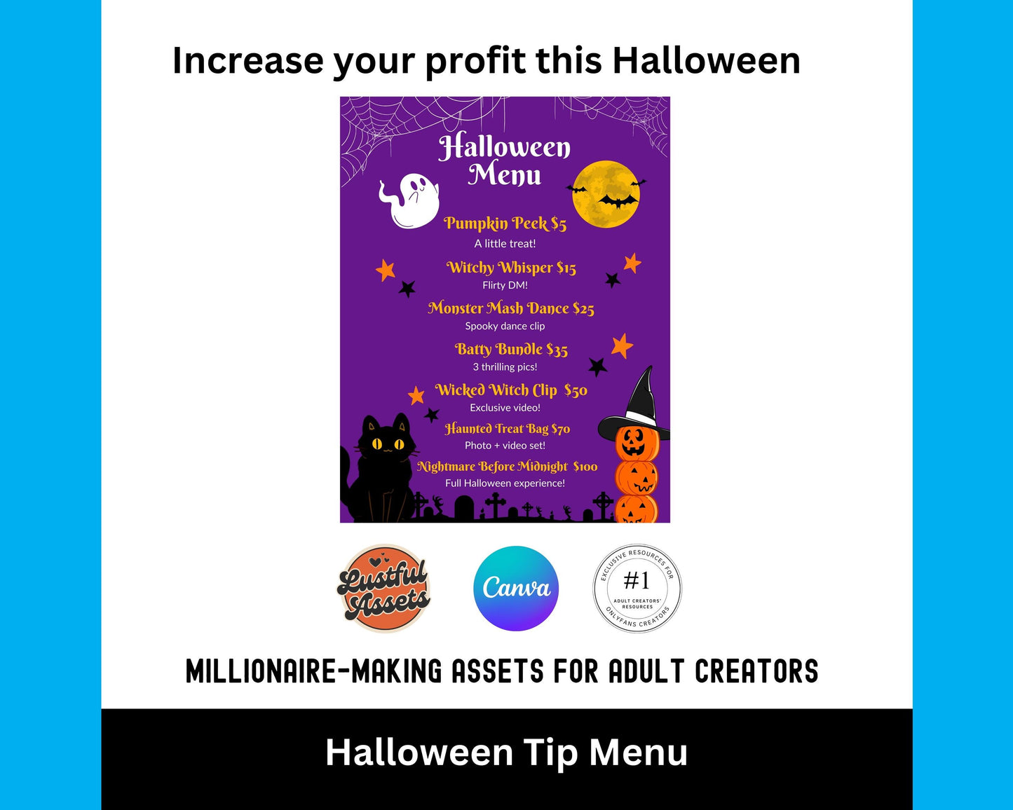 OnlyFans Halloween Tip Menu & Fansly | Editable Canva Template for Digital Creators | Spooky-Themed Tipping Menu for camgirls