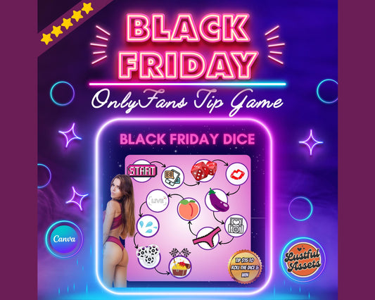 ONLYFANS Black Friday Tipping game, Dice | Onlyfans Tip Game Idea Templates, OF, Fansly Snapchat, camgirls, Content creators Bundle Theme