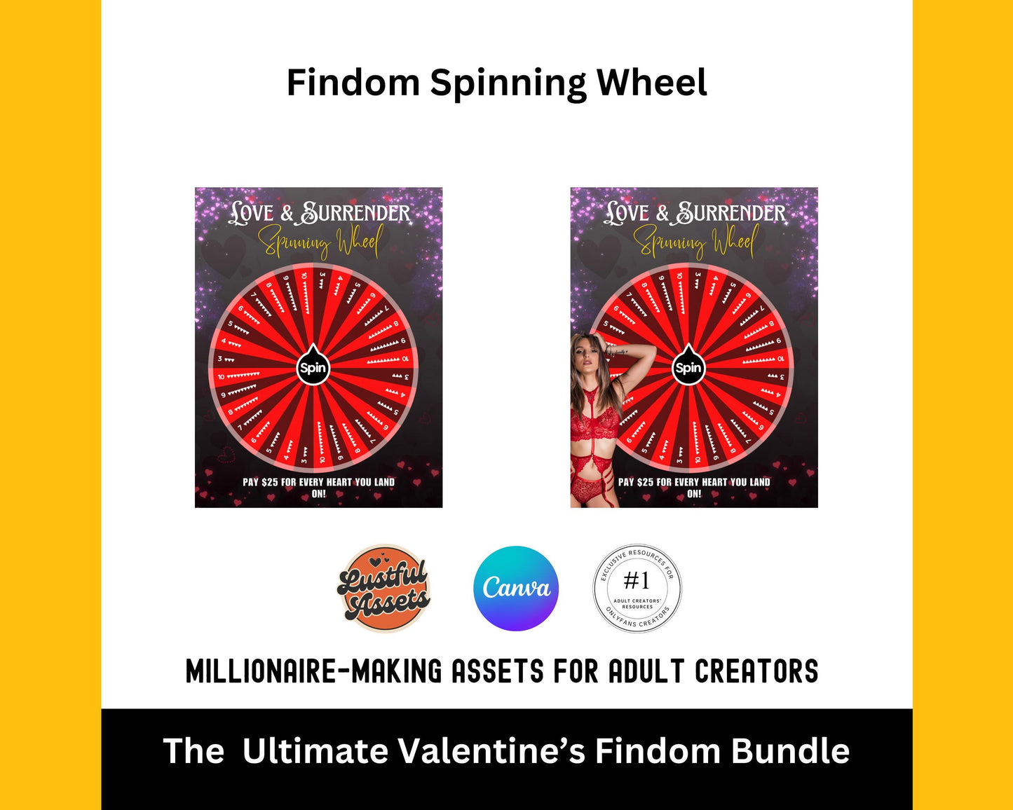 ONLYFANS Findom Valentines Findom Game Bundle, Spinning Wheel, Only fans Financial Domination Calendar for camgirls, OF, Fansly, Snap