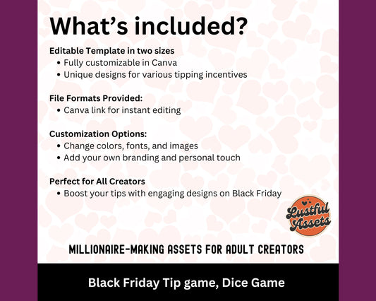 ONLYFANS Black Friday Tipping game, Dice | Onlyfans Tip Game Idea Templates, OF, Fansly Snapchat, camgirls, Content creators Bundle Theme