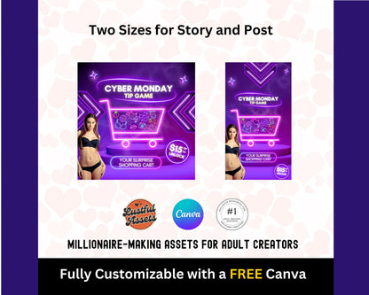 ONLYFANS Cyber Monday Tipping game, Surprise Cart | Tip Game Onlyfans Idea Templates, OF, Fansly Snapchat, camgirls, Content creators Bundle