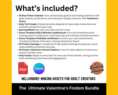 ONLYFANS Findom Valentines Findom Game Bundle, Spinning Wheel, Only fans Financial Domination Calendar for camgirls, OF, Fansly, Snap