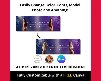 ONLYFANS Banner Templates Bundle | Editable Canva Banner for Only Fans, for Digital Camgirl & Fansly OF, Snapchat all websites Promo Graphic