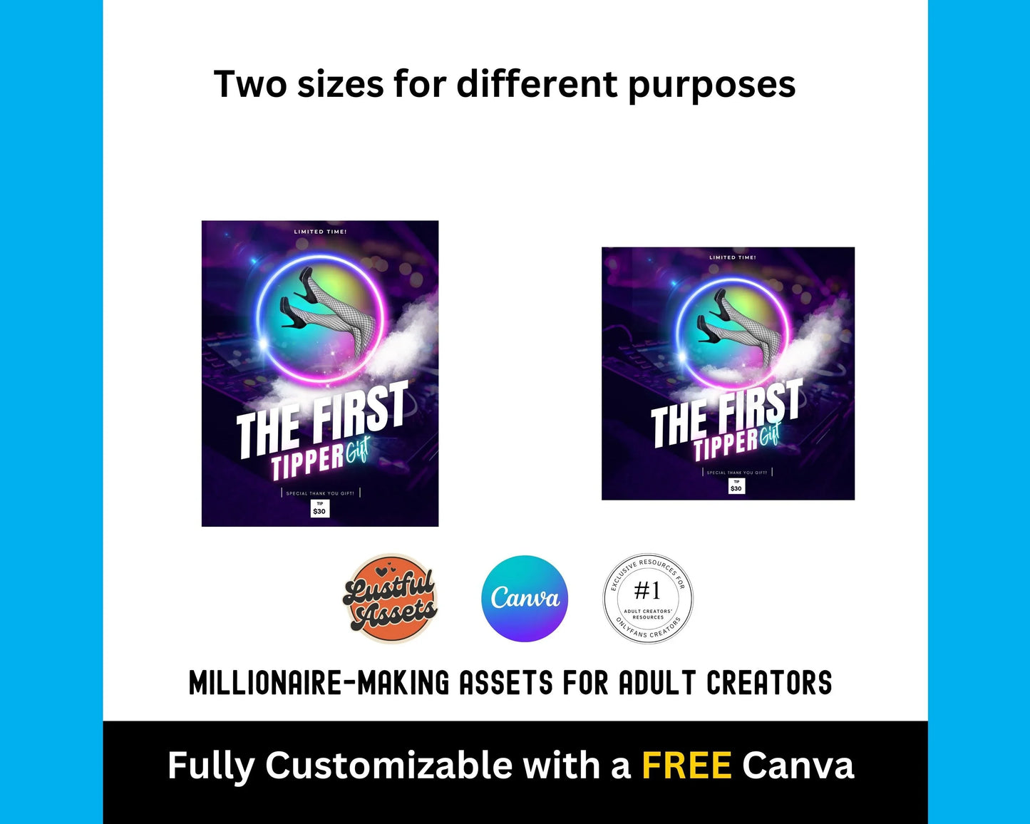 ONLYFANS First to Tip Campaign|  Creative Template for Creators, Digital Camgirl | Canva graphic and ready to use  & Fansly, OF  idea Menu