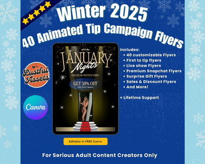 ONLYFANS January Tip Campaign Animated Flyers| Boost your Earning| Onlyfans Templates - Lustful Assets