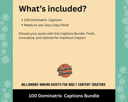 ONLYFANS Dominatrix Captions Bundle | Perfect for Domme Posts, Only Fans PPV & Mass Messages ideas,  Scripts Theme, camgirls, Fansly Snap OF
