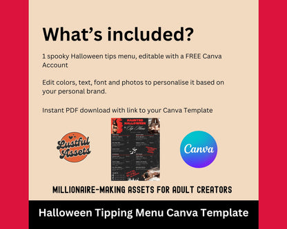 Halloween ONLYFANS Tip Menu | Editable Tipping Template for Creators, Digital Camgirl & Fansly OF Tip Menu 2024