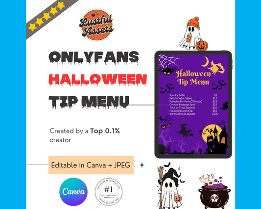 Halloween Tip Menu for OnlyFans & Fansly | Editable Canva Template | Spooky Digital Tipping Guide for Content Creators | custom menu