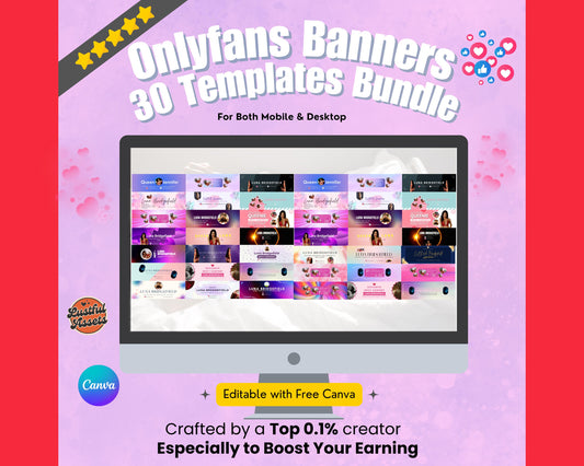ONLYFANS Banner Templates Bundle | Editable Canva Banner for Only Fans, for Digital Camgirl & Fansly OF, Snapchat all websites Promo Graphic