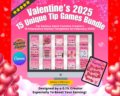ONLYFANS Valentine's Tip Game| Onlyfans Tipping game idea, February Templates bundle, Valentine Content, Camgirls, Fansly Snap interactive