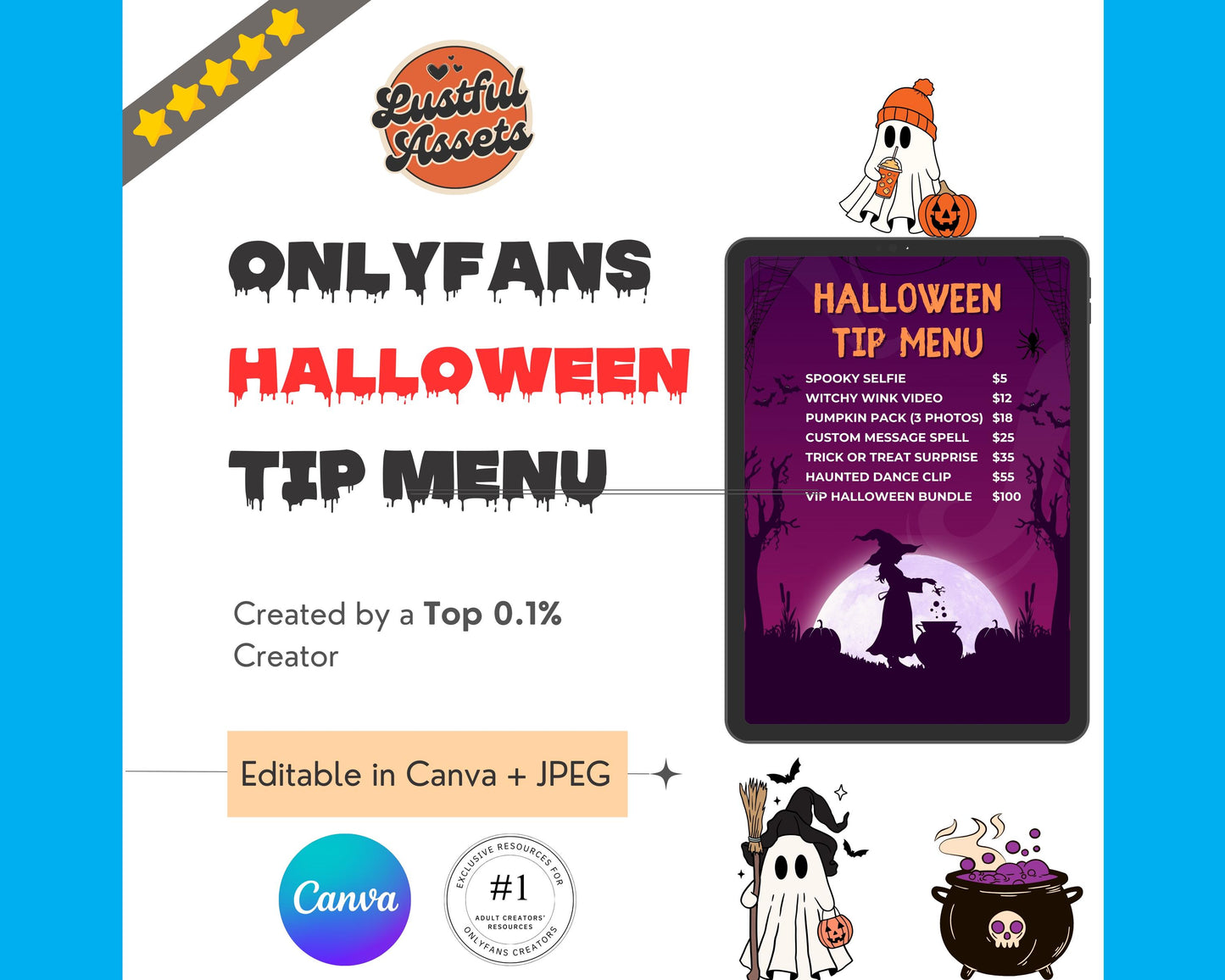 OnlyFans Halloween Tip Menu| Editable Canva Template | Spooky Digital Tipping Guide for Content Creators camgirls| OF, Fansly | Custom menu