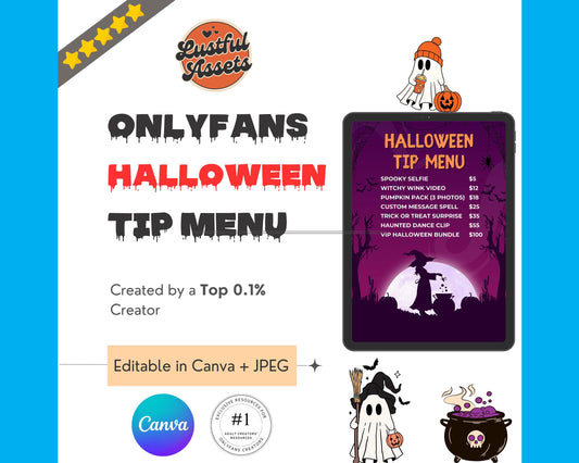 OnlyFans Halloween Tip Menu| Editable Canva Template | Spooky Digital Tipping Guide for Content Creators camgirls| OF, Fansly | Custom menu