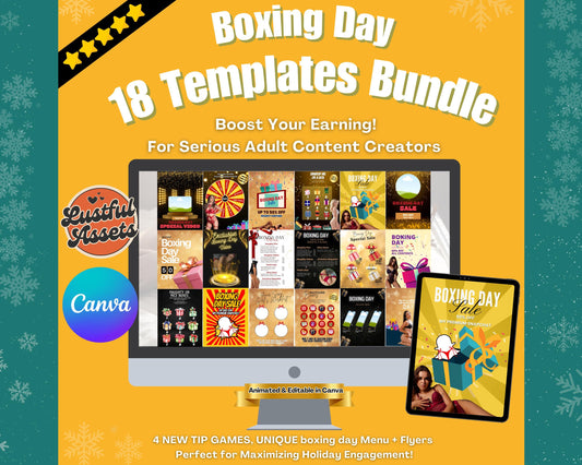 ONLYFANS Boxing Day Templates| Onlyfans Games boxing day, OnlyFans Sales, Promo Ideas kit,  Canva Creators camgirls, OF Fansly Snap Template