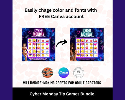 ONLYFANS Cyber Monday Tipping game Bundle| Tip Game Onlyfans Idea  Canva Templates, OF, Fansly Snapchat, camgirls, creators Black Friday