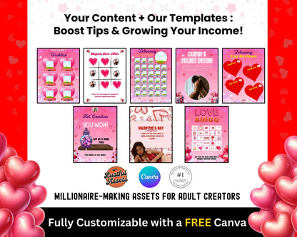 ONLYFANS Valentine's Templates, February Templates  | Only fans Valentine game bundle idea, First to Tip menu, Content Camgirls, Fansly Snap