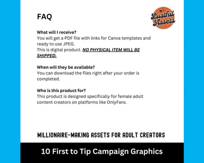 ONLYFANS First to Tip Campaign|  Creative Template for Creators, Digital Camgirl | Canva graphic and ready to use  & Fansly, OF  idea Menu