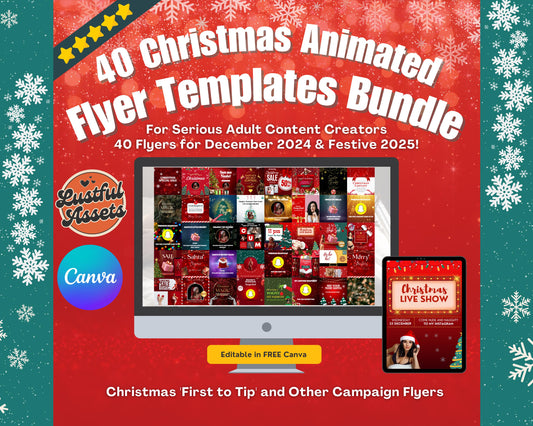 ONLYFANS Christmas Animated Flyers Bundle| December Themed Templates, Onlyfans Holiday Ideas, Christmas Tip Canva, Camgirls, OF, Fansly Snap