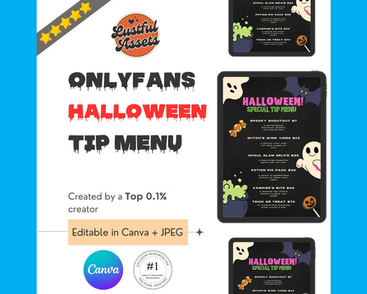 ONLYFANS Halloween Tip Menu | Editable Canva Tipping Template for Creators, Digital Camgirl & Fansly OF Tip Menu
