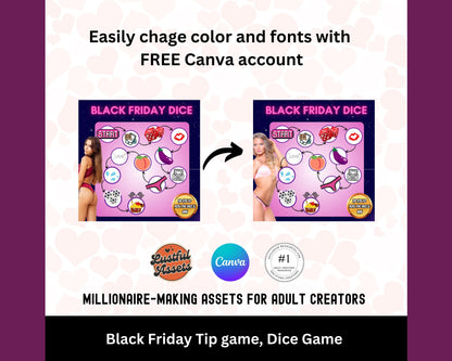ONLYFANS Black Friday Tipping game, Dice | Onlyfans Tip Game Idea Templates, OF, Fansly Snapchat, camgirls, Content creators Bundle Theme