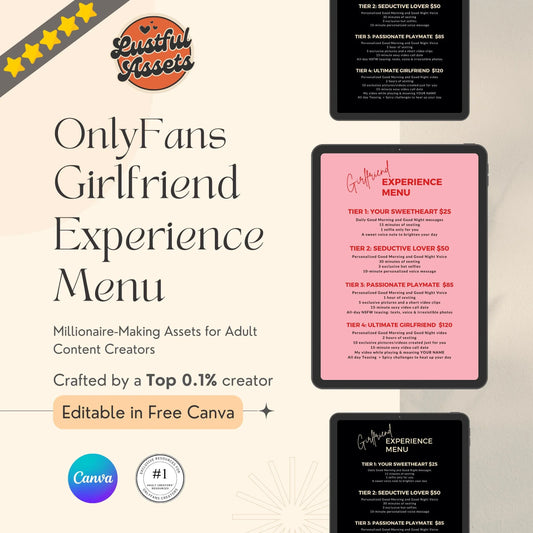 ONLYFANS Girlfriend Experience Menu | OnlyFans Tip Editable Canva Tipping Template for Creators, Digital Camgirl & Fansly OF Tip Menu
