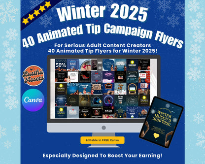 ONLYFANS Tip Campaign Animated Flyers Bundle | Onlyfans Winter Tip Game, Tipping Theme Canva Creators camgirls, OF Fansly Snap Template