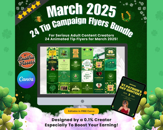 ONLYFANS March Tip Game Campaign Flyer| Only fans promo Tipping game idea, St Patricks Templates bundle, Content, Camgirls, Fansly Snapchat