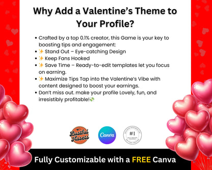 ONLYFANS Valentine's Tip Menu Bundle | Onlyfans Valentine Theme, February Templates bundle, Valentine Content, Camgirls, Fansly Snap